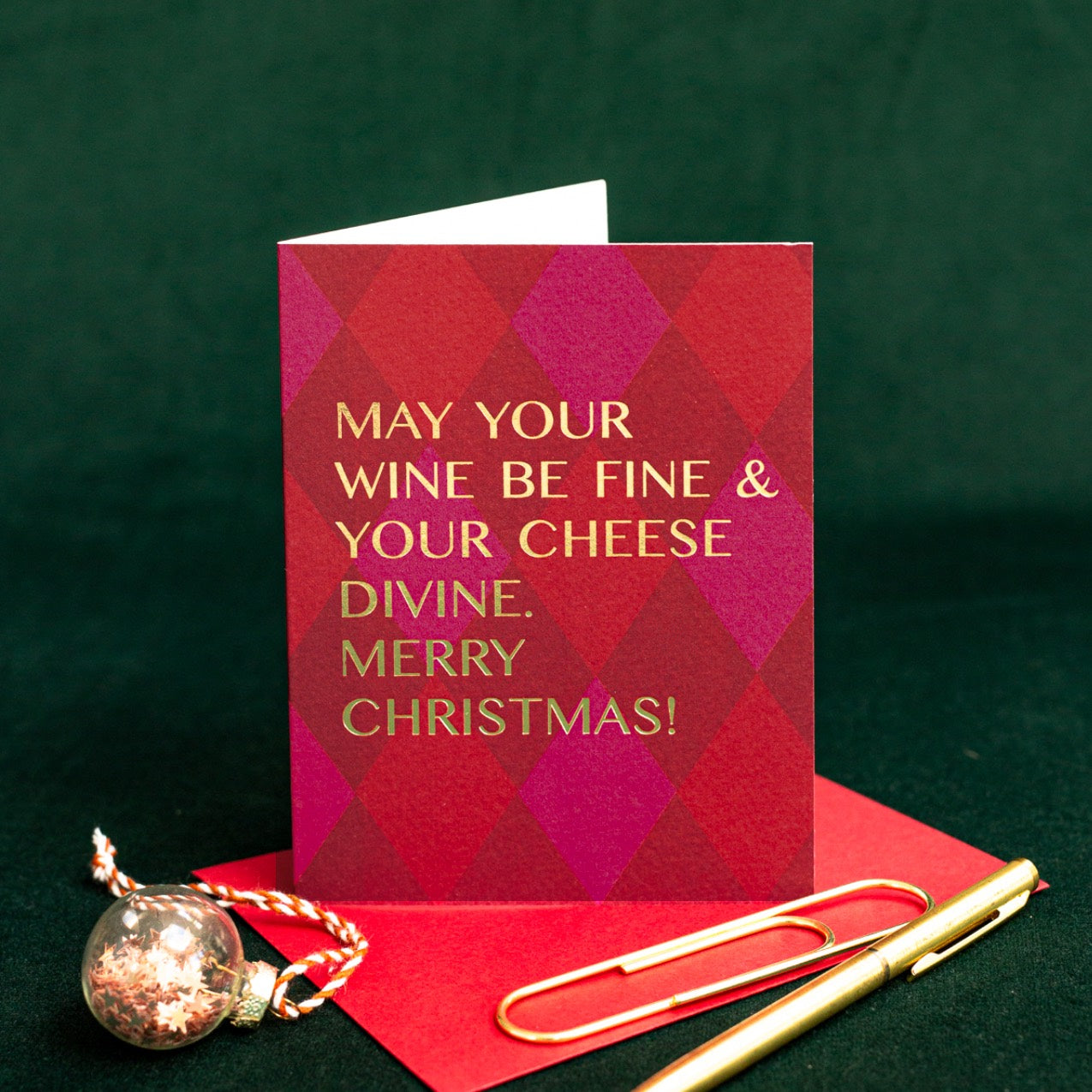 NEW! May your Wine be Fine (Harlequin) Card (Cello-Free) (available for dispatch from August 2026)