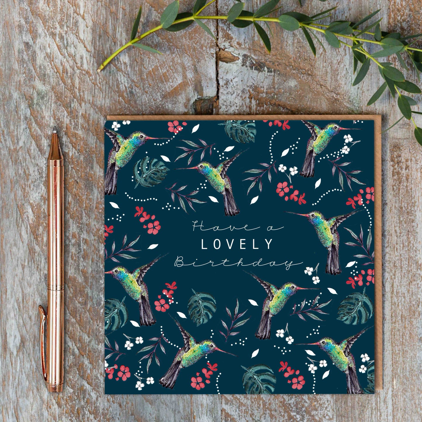 Have a Lovely Birthday (Hummingbirds Noir) Card (Cello-Free)