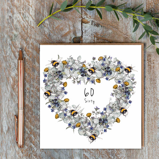Sixty (Bees & Eucalyptus) Card (Cello-Free)
