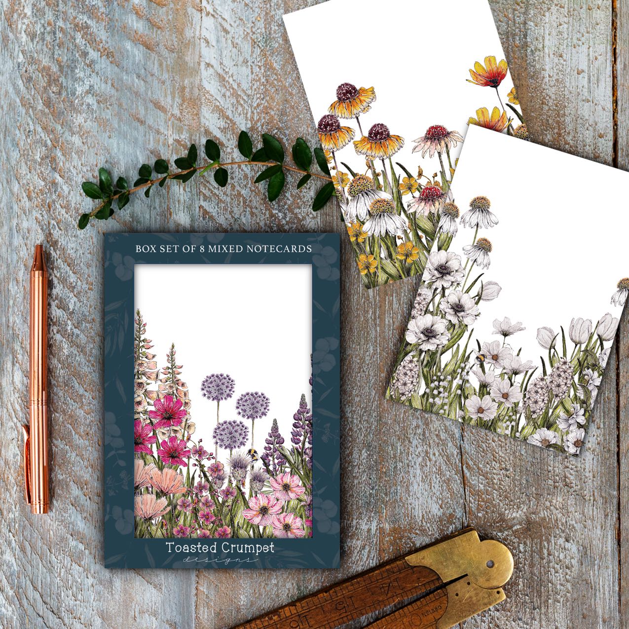 "The Regency Garden Collection Wildflower Meadows" Boxed Set of 8 Mixed Notecards