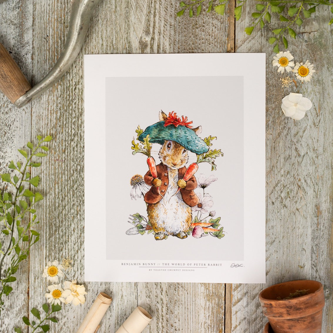 Benjamin Bunny 10x12" Mounted Fine Art Print