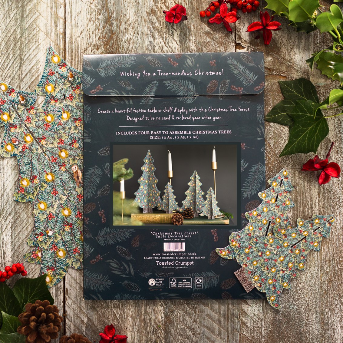 Set of 4 Christmas Tree Forest Table Decorations
