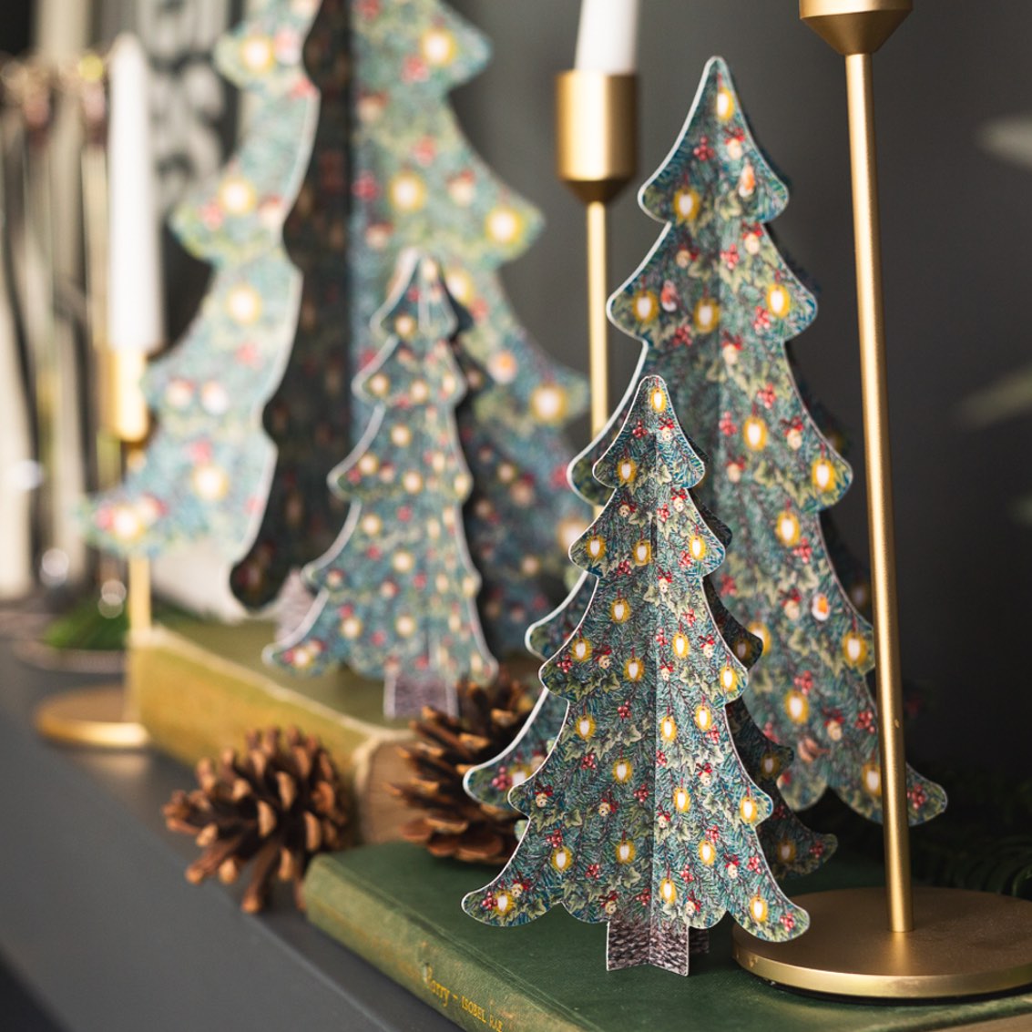 Set of 4 Christmas Tree Forest Table Decorations