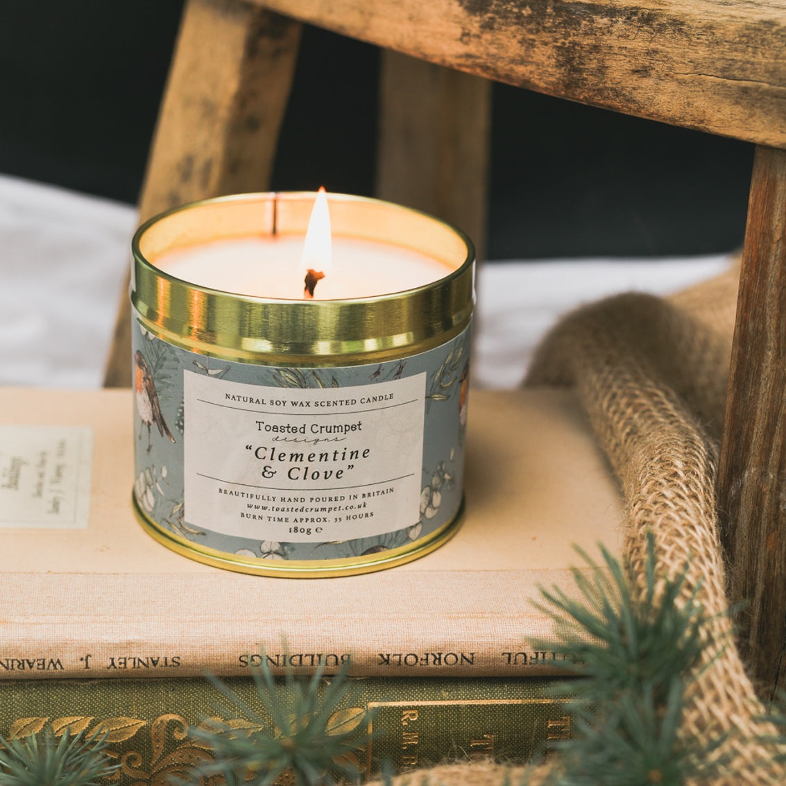 Clementine & Clove Candle in a Matt Gold Tin