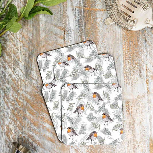 Robin & Eucalyptus (Pure) Set of 4 Coasters