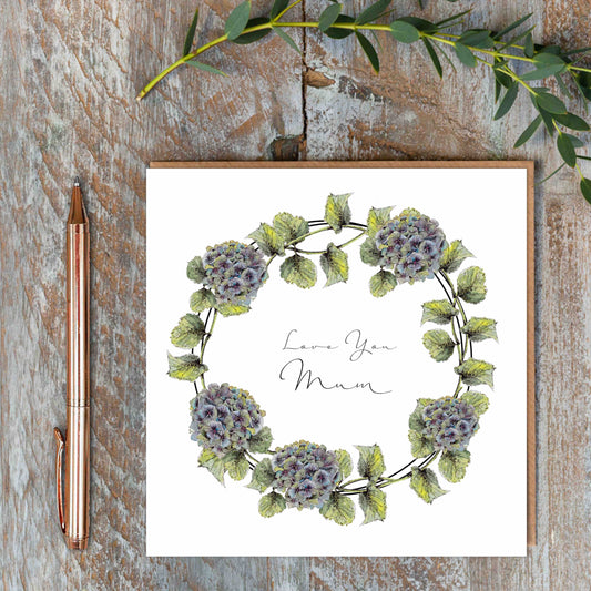 Love You Mum (Hydrangea) Card (Cello-Free)