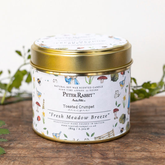 Peter Rabbit "Fresh Meadow Breeze" Candle in a Matt Gold Tin