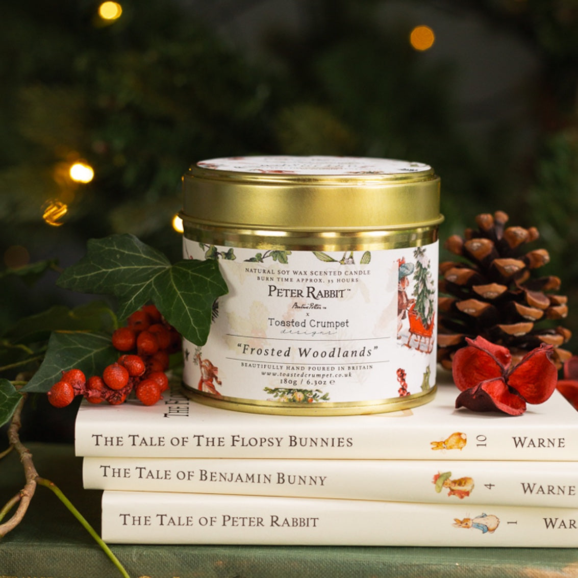 Peter Rabbit & Friends "Frosted Woodlands" Candle in a Matt Gold Tin