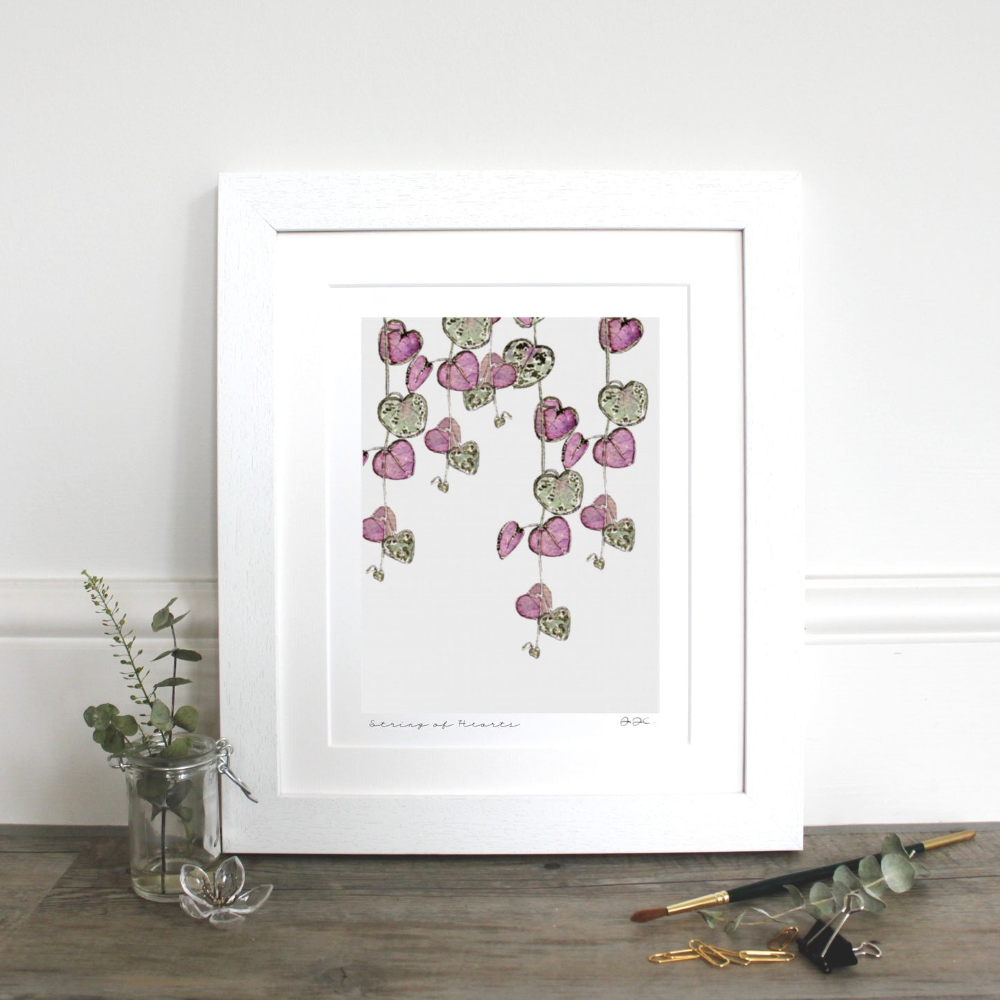 String of Hearts 10x12" Mounted Fine Art Print