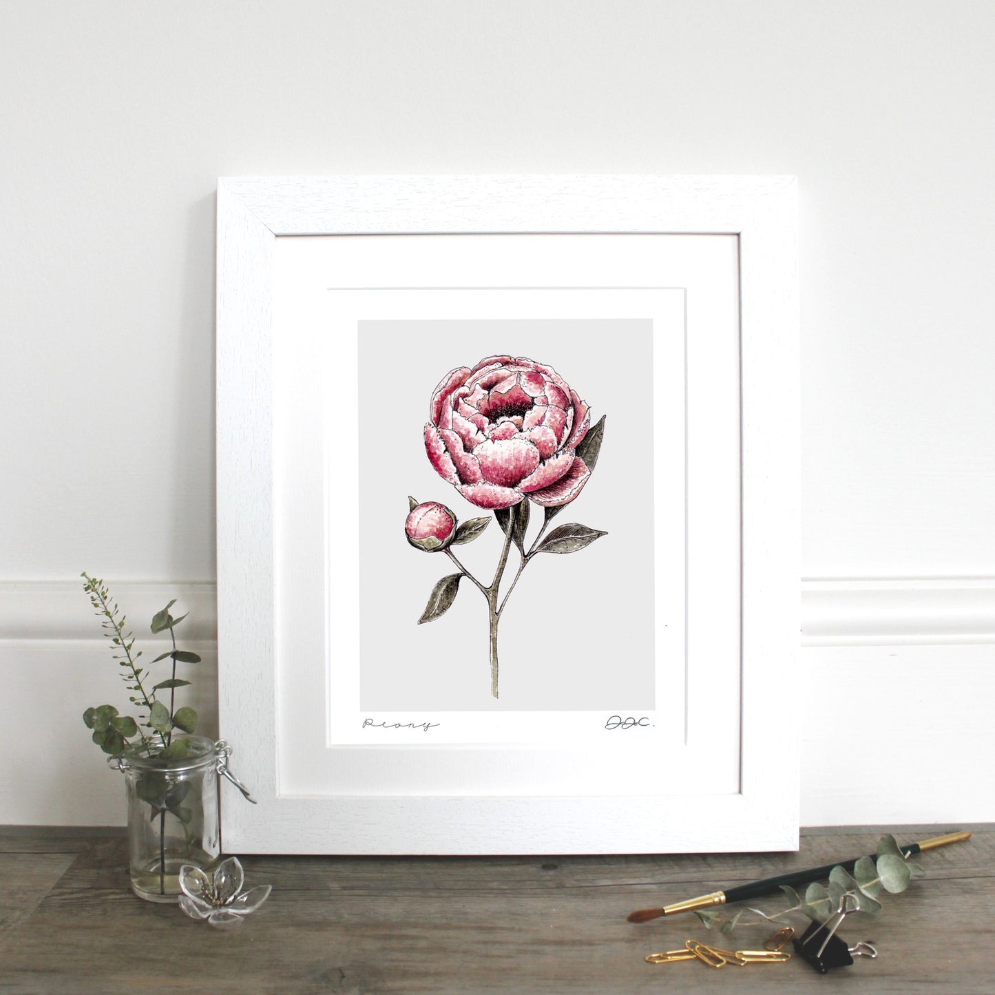 Peony 10x12" Mounted Fine Art Print