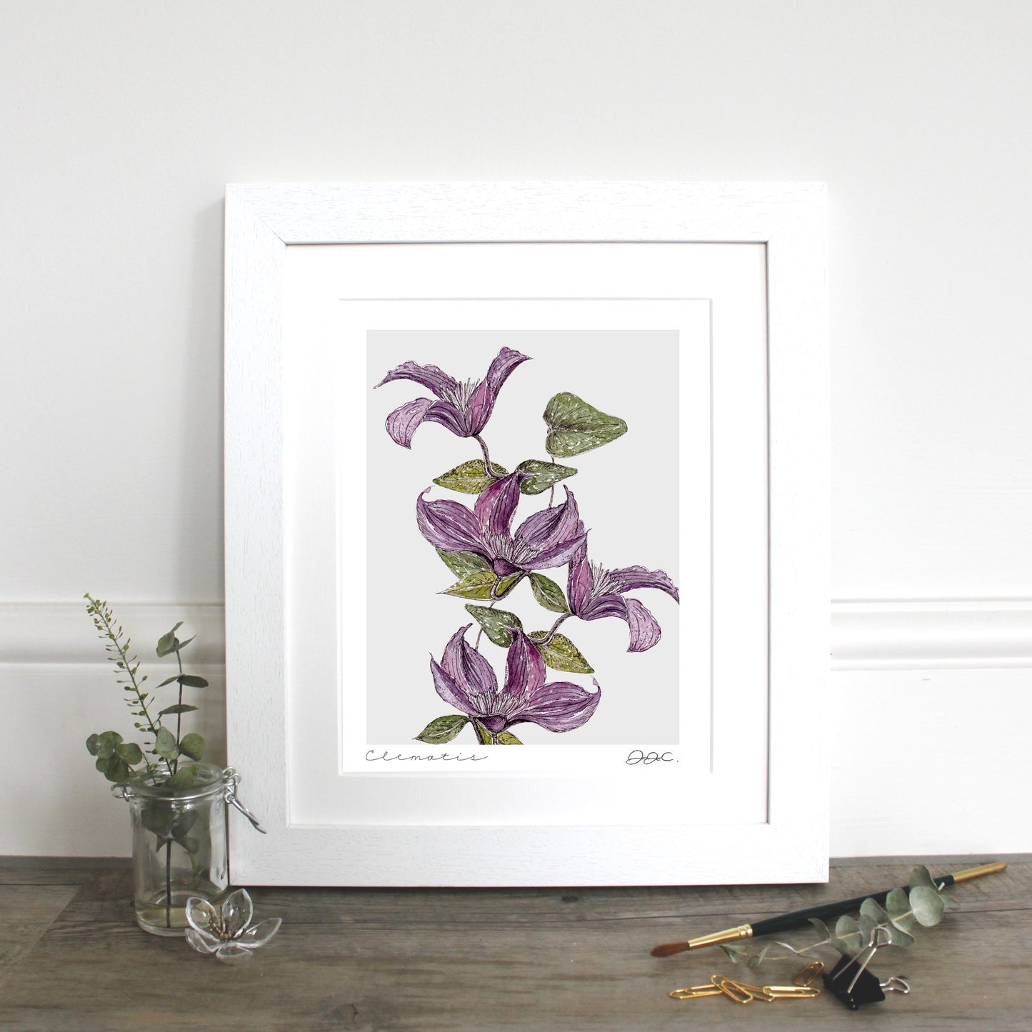 Clematis 10x12" Mounted Fine Art Print