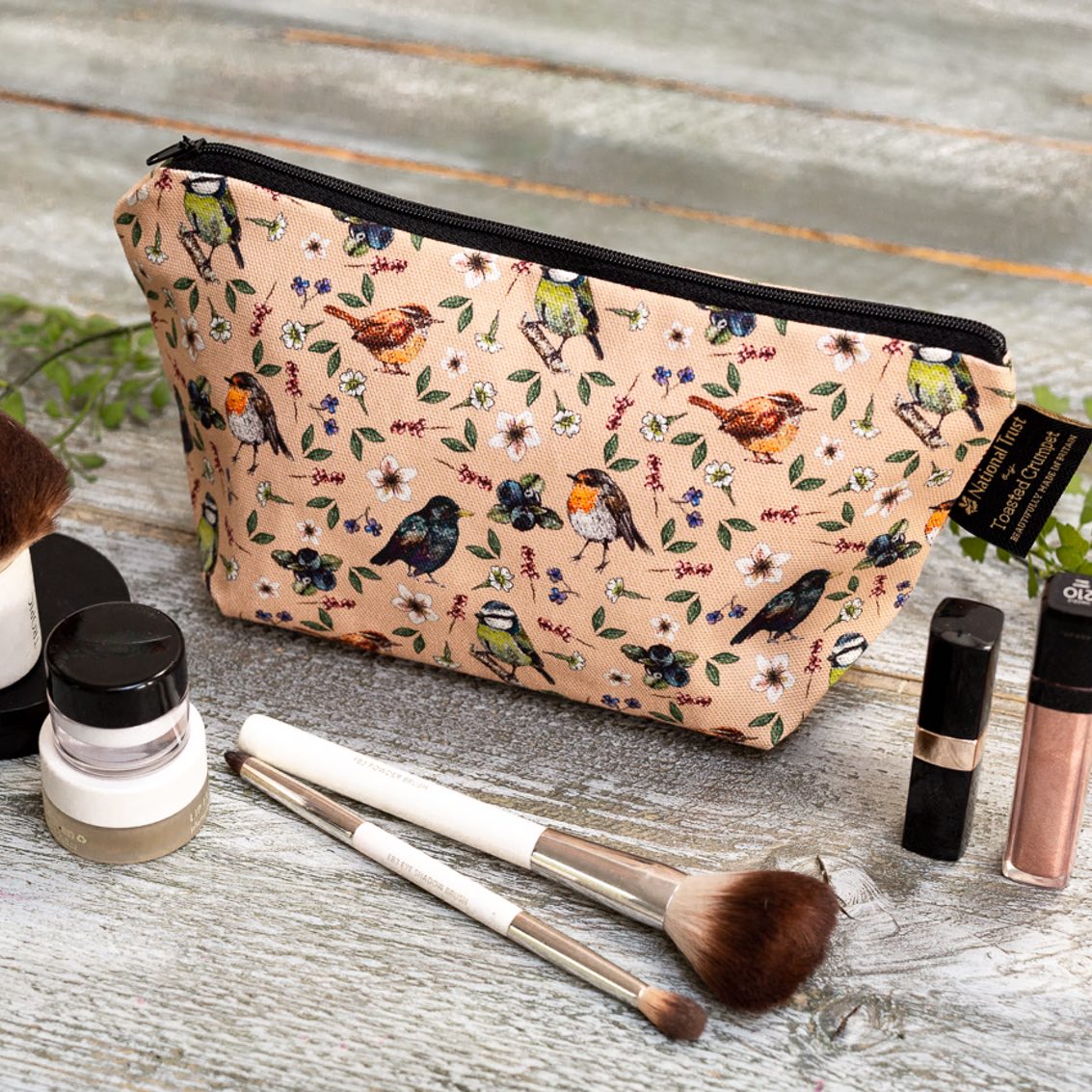 Garden Birds (Blush Pink) Makeup Bag