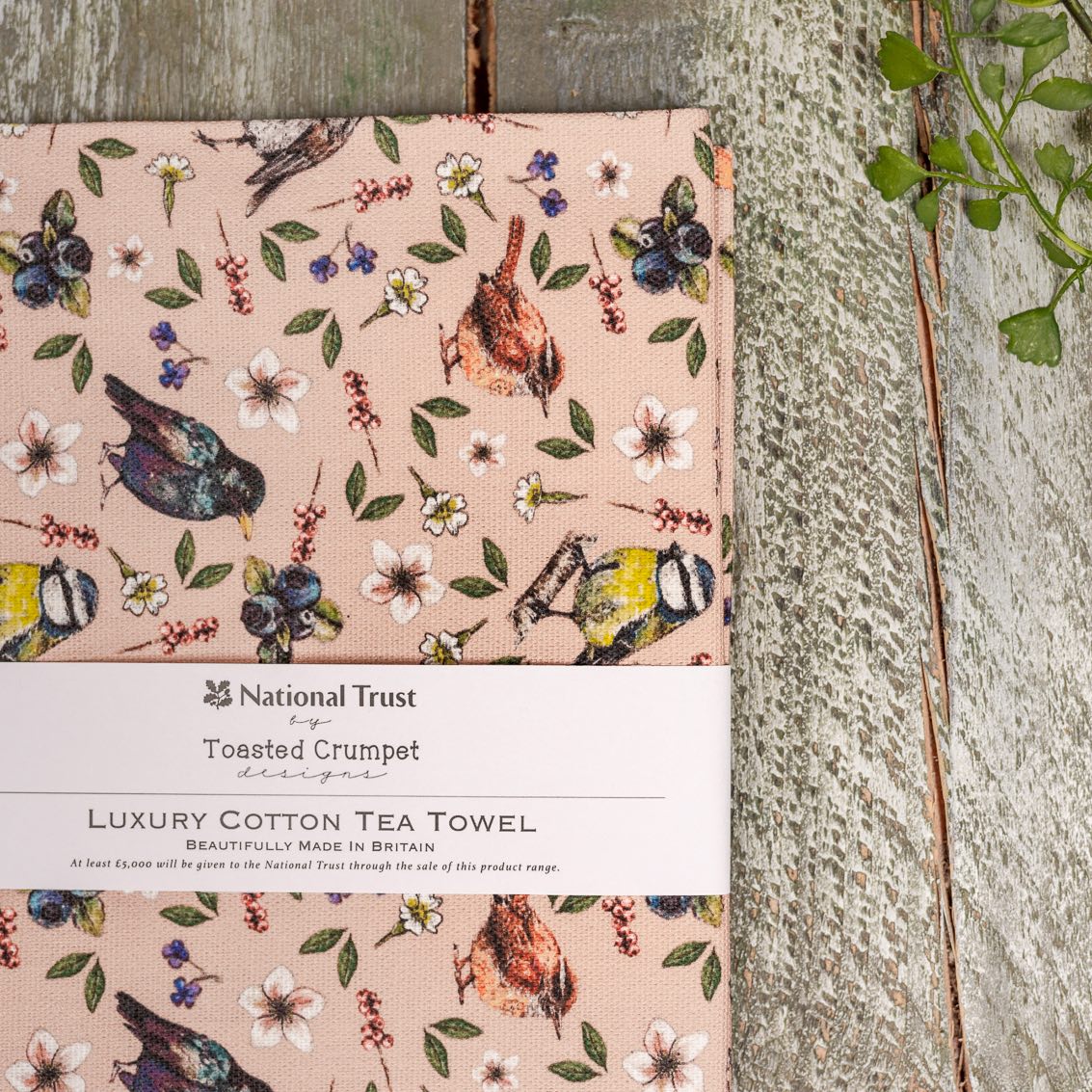 Garden Birds (Pink Blush) Tea Towel