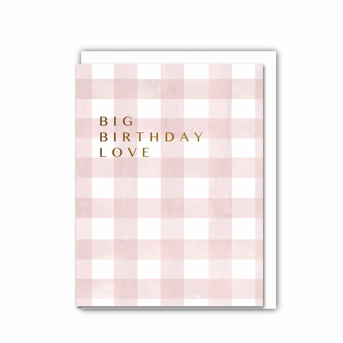 NEW! Big Birthday Love (Blush & White Check) Card (Cello-Free) (available for dispatch from July 2026)