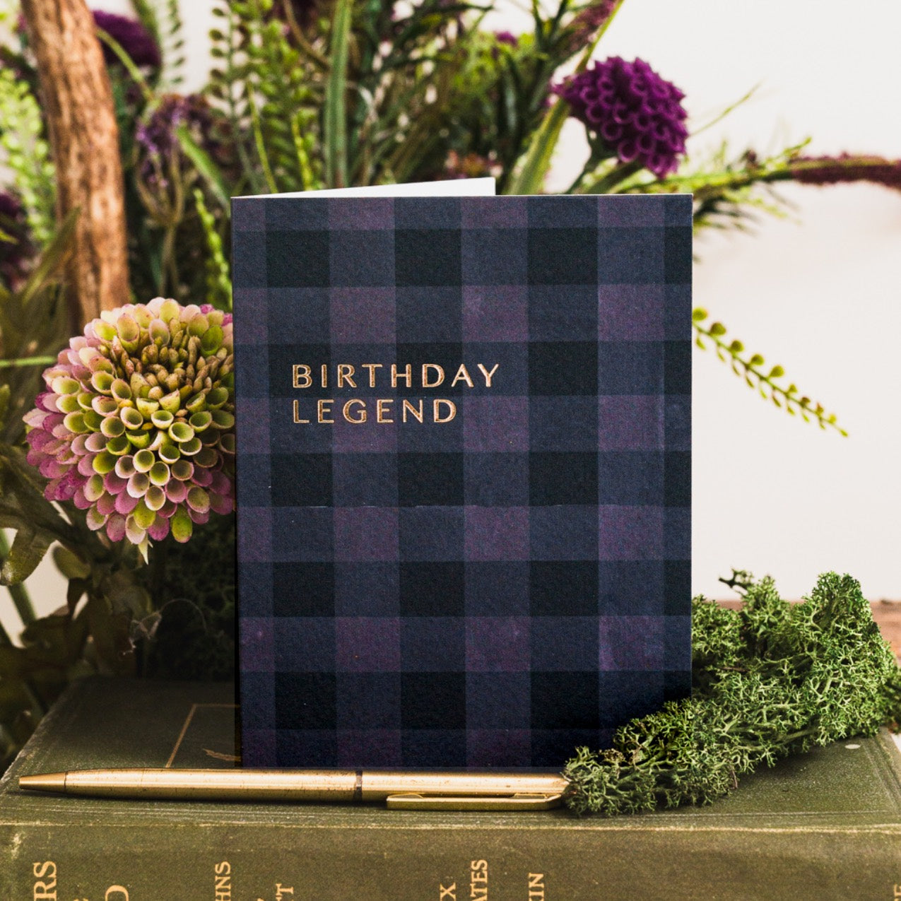 NEW! Birthday Legend (Noir Check) Card (Cello-Free)