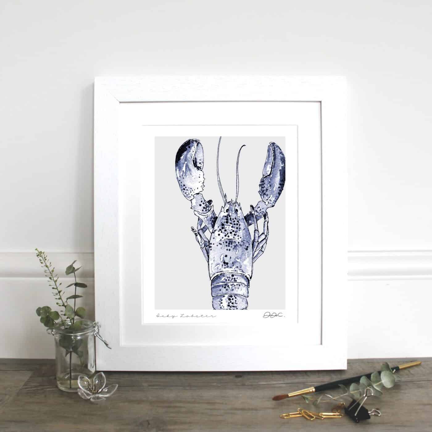 Inky Lobster 10x12" Mounted Fine Art Print