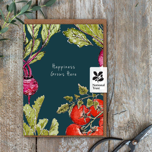 Happiness Grows Here (Garden Vegetables Noir) Card (Cello-Free)