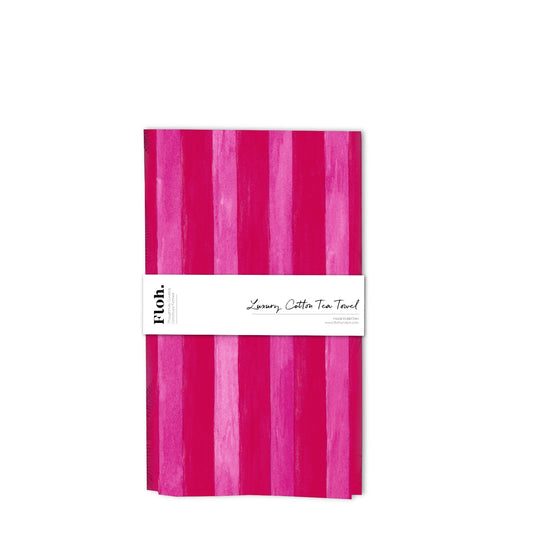 NEW! Raspberry & Cherry (Stripes) Tea Towel (available for dispatch from Jan 2026)