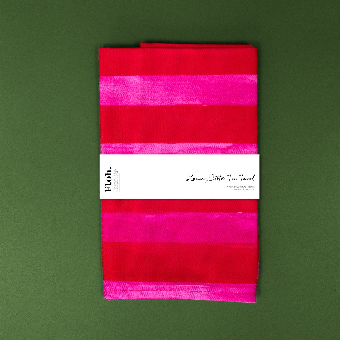 NEW! Raspberry & Cherry (Stripes) Tea Towel