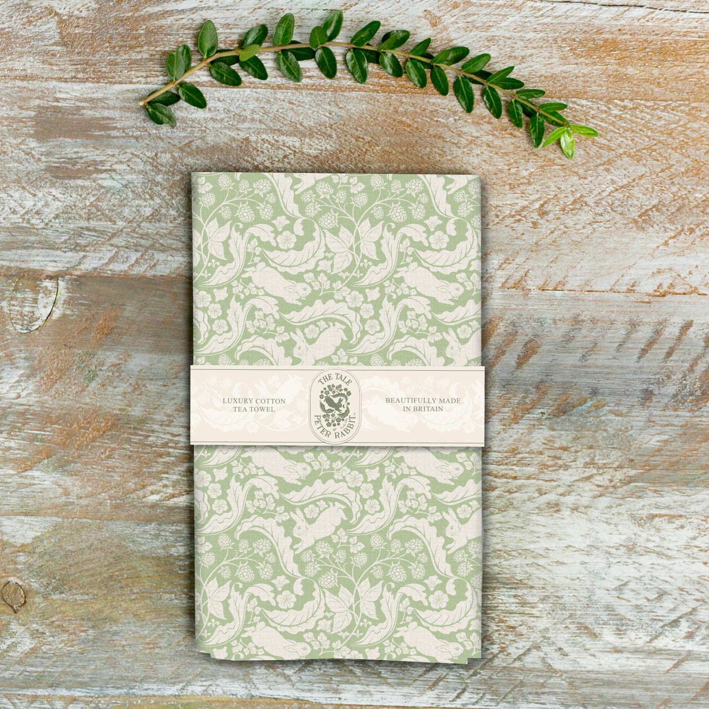 NEW! Peter Rabbit "The Vegetable Thief" (Sage Green) Tea Towel (available for dispatch from Feb 2026)
