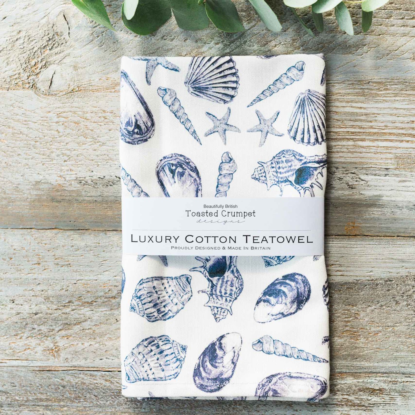 Inky Shells (Pure) Tea Towel