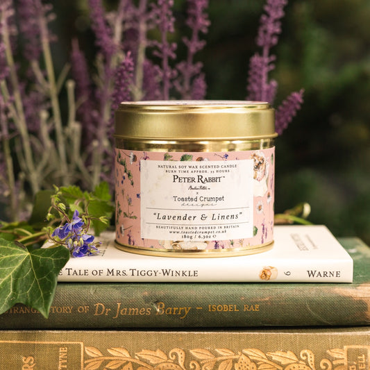 Mrs. Tiggy-Winkle "Lavender & Linens" Candle in a Matt Gold Tin