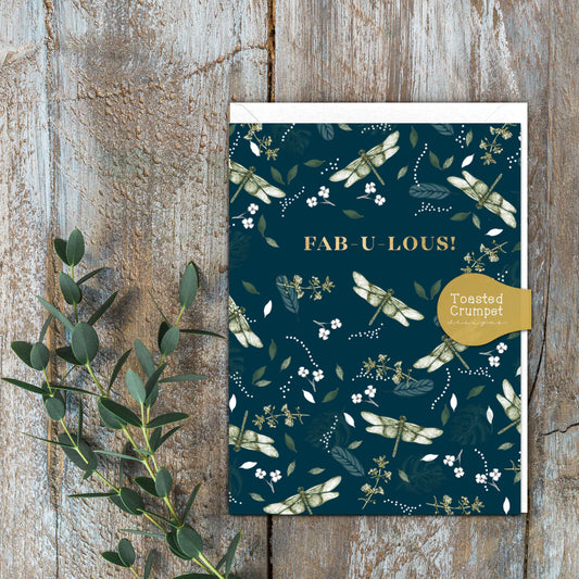 Fab-u-Lous (Dragonfly Noir) Card (Cello-Free)