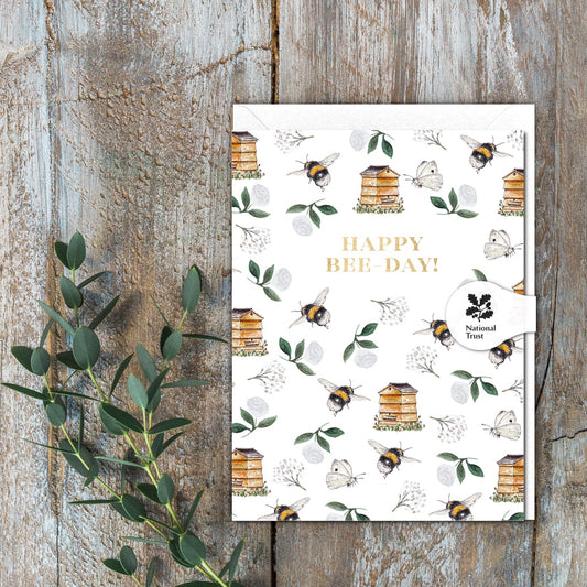 Happy Bee-Day! (Bees & Beehives) Card (Cello-Free)