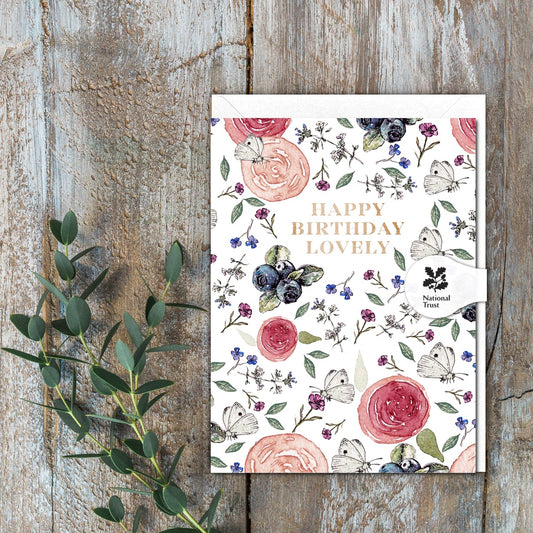 Happy Birthday Lovely (White Butterflies) Card (Cello-Free)