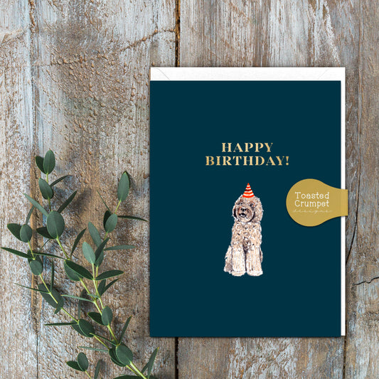 Happy Birthday (Labradoodle) Card (Cello-Free)