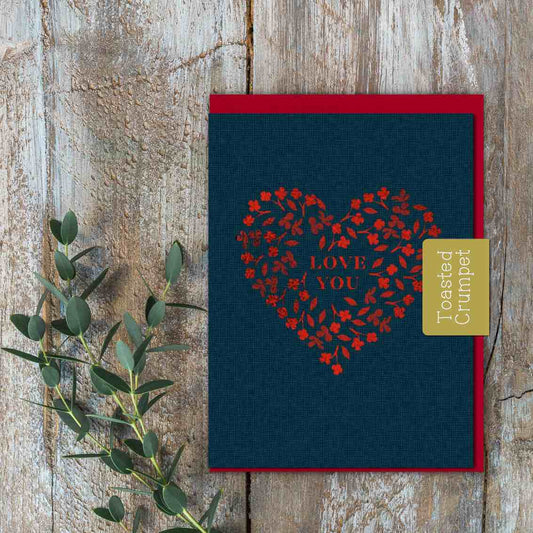 Love You (Red Foiled Heart) Card (Cello-Free)