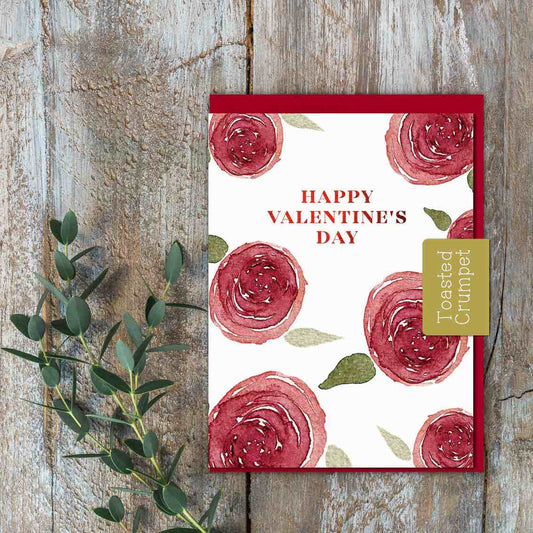 Happy Valentine's Day (Painted Roses) Card (Cello-Free)