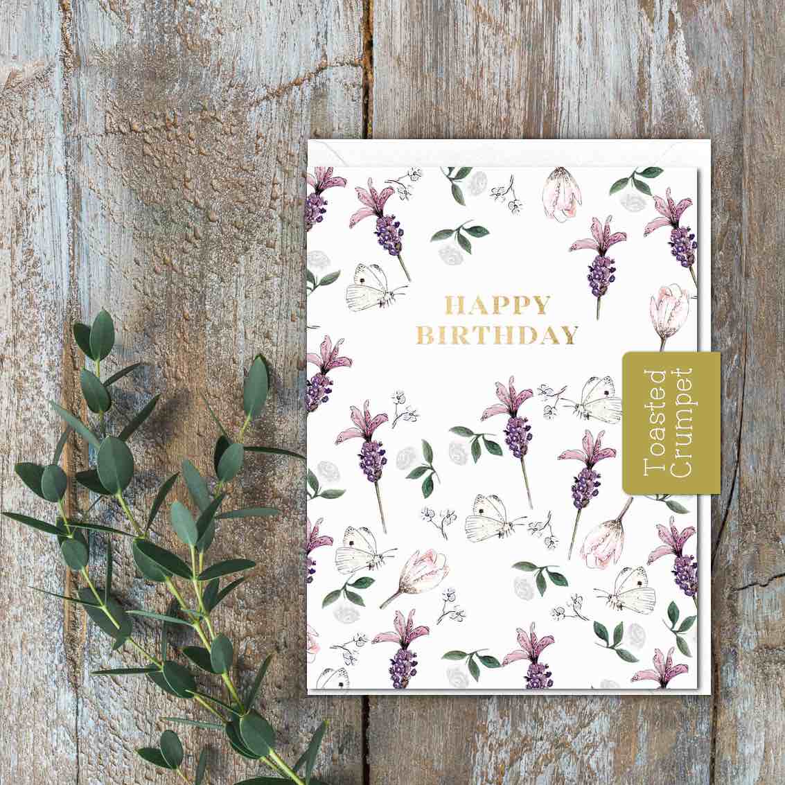 Happy Birthday (Lavender & White Butterflies) Set of 6 Cards