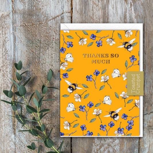 Thanks So Much (Bee on Gold) Card (Cello-Free)