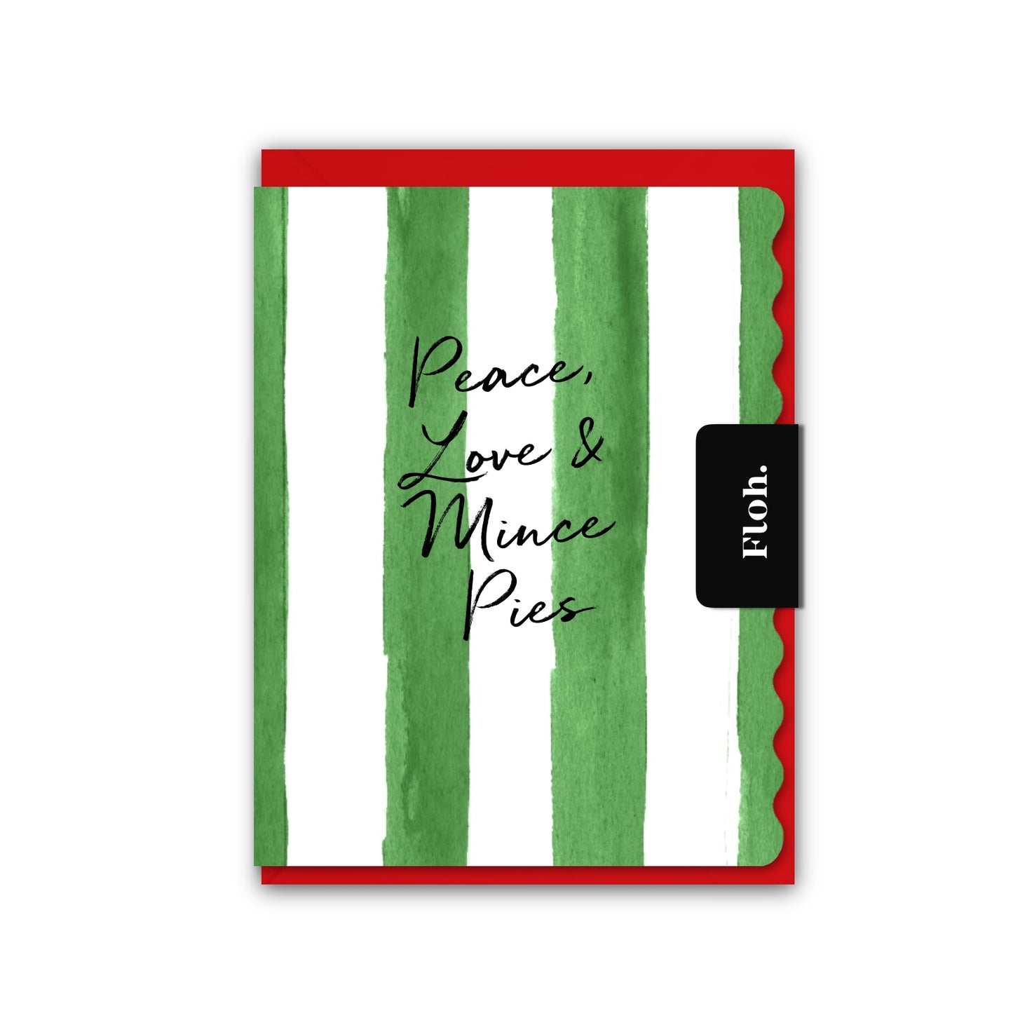NEW! Peace, Love & Mince Pies (Stripes) Card (Cello-Free) (available for dispatch from August 2026)