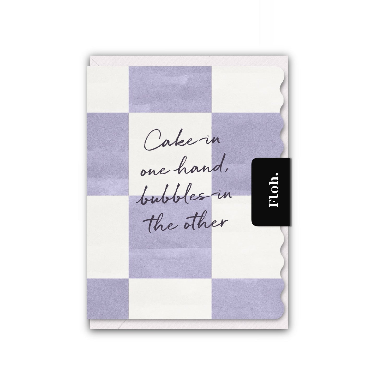 NEW! Cake in One Hand (Lavender Checkerboard) Card (Cello-Free) (available for dispatch from Jan 2026)
