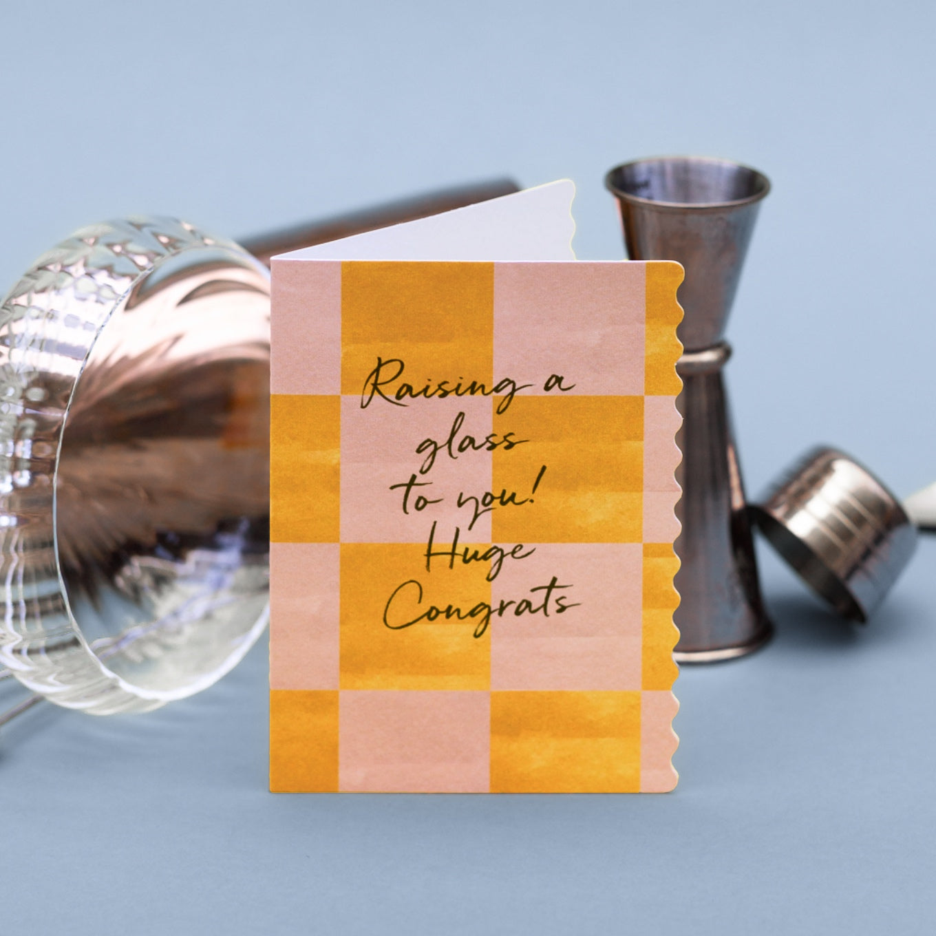 NEW! Raising a Glass to you! (Paloma & Spritz Checkerboard) Card (Cello-Free)