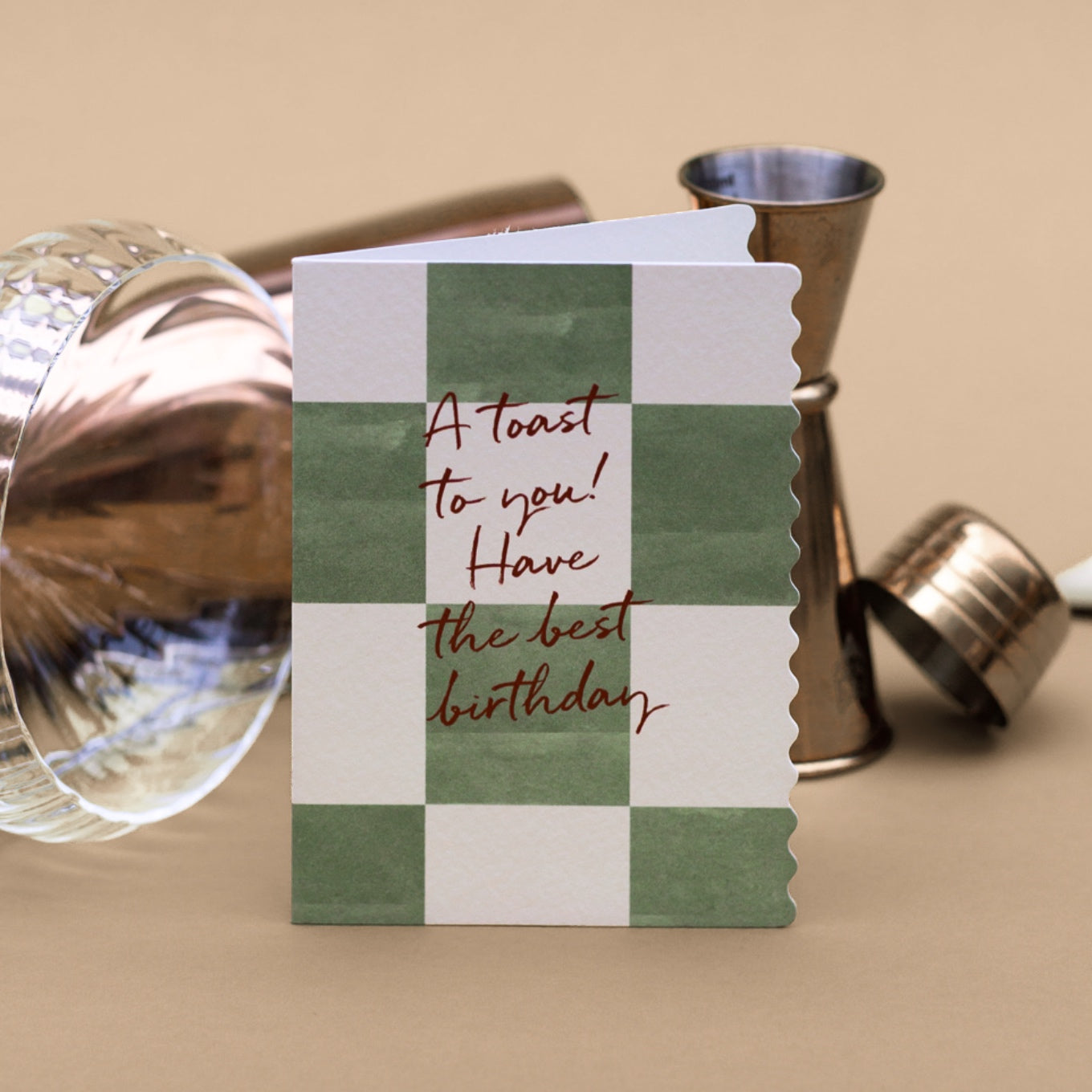 NEW! A Toast to You (Matcha Checkerboard) Card (Cello-Free)