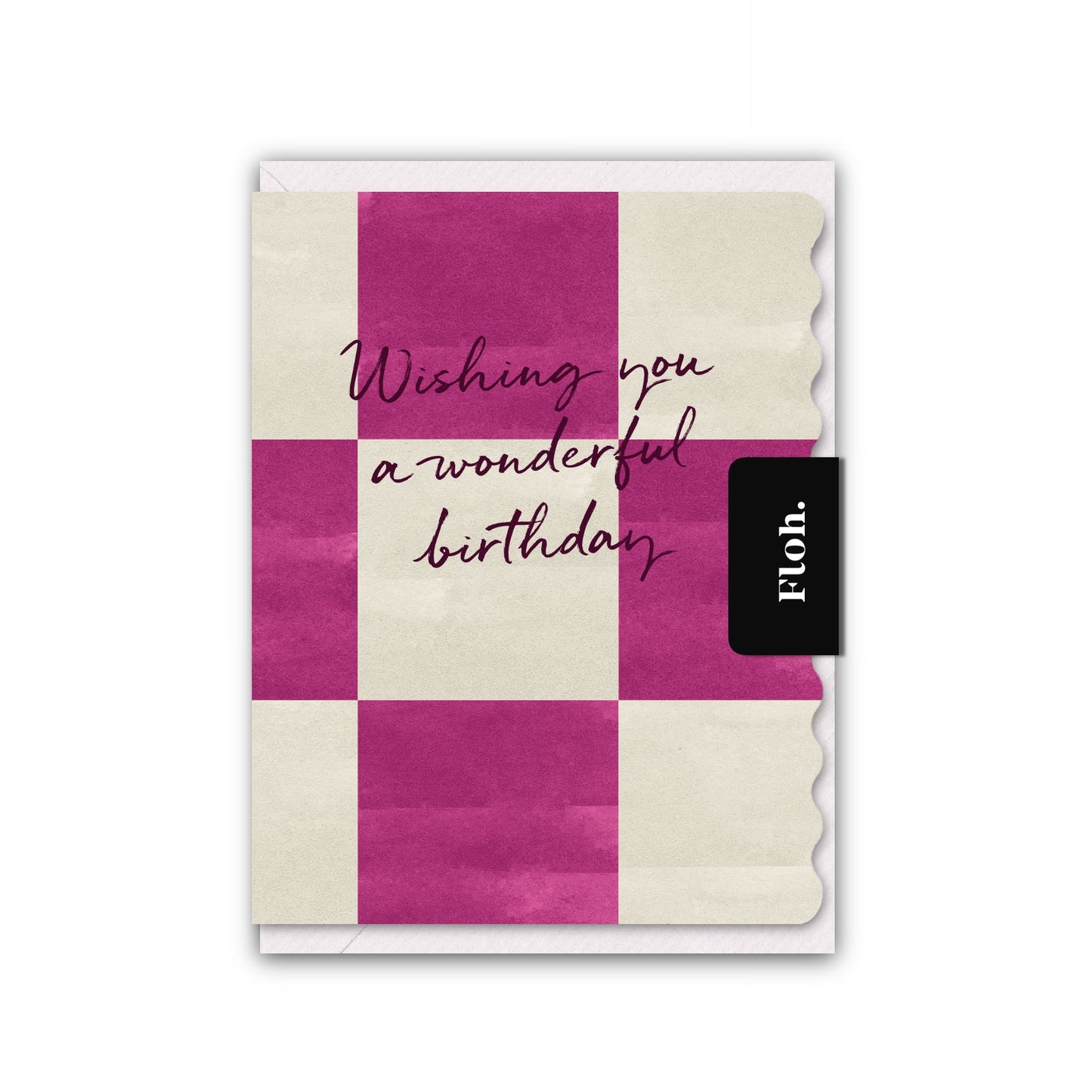 NEW! Wishing you a wonderful Birthday (Pink Checkerboard) Card (Cello-Free) (available for dispatch from Jan 2026)
