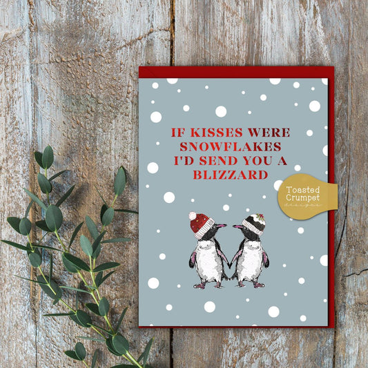 If Kisses Were Snowflakes (Penguins) Card (Cello-Free)