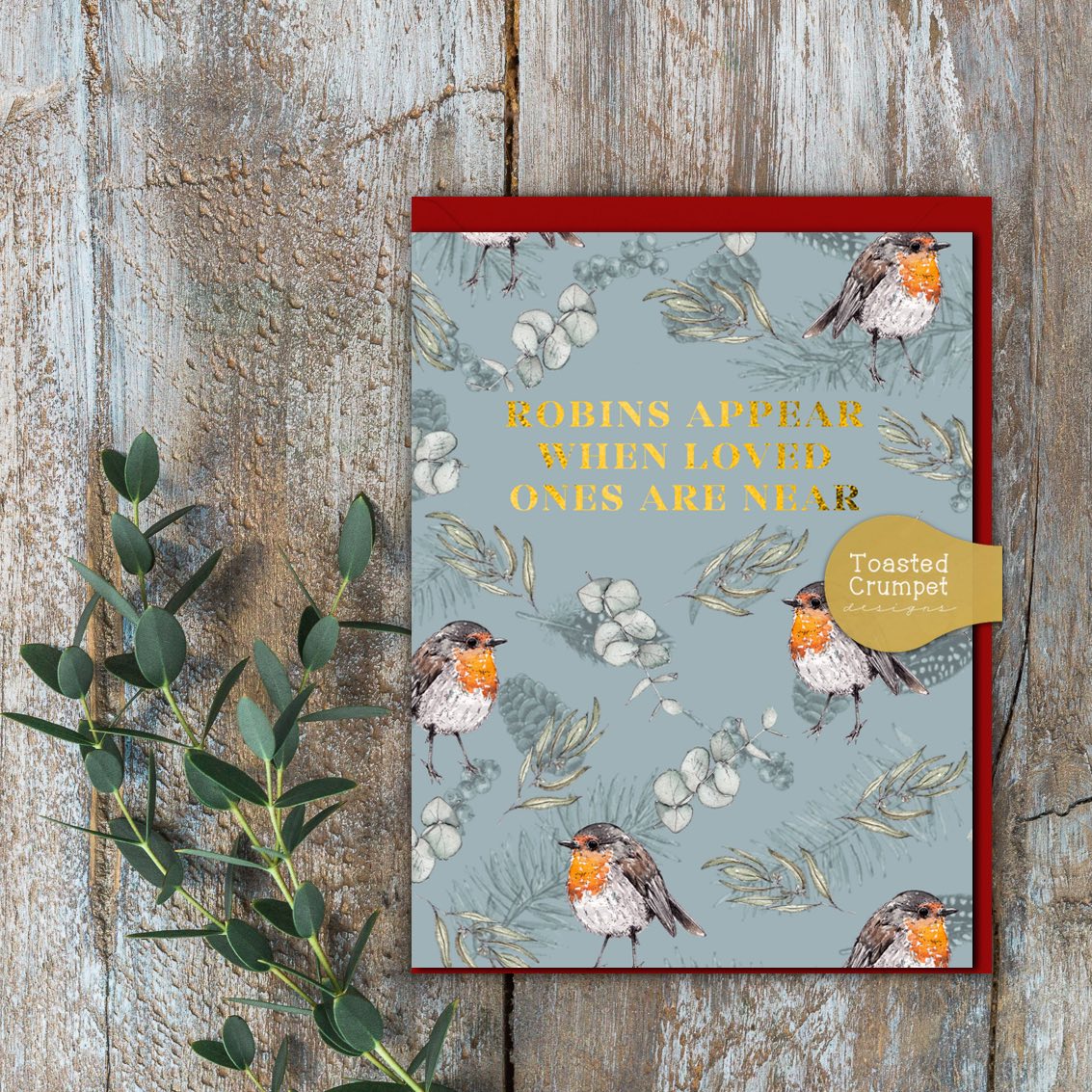 Robins Appear When Loved Ones Are Near (Robins Blue) Card (Cello-Free)