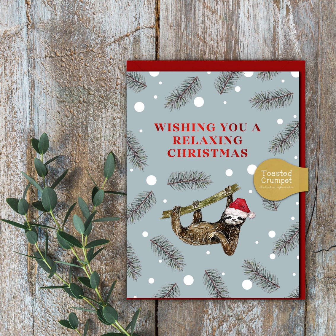 Relaxing Christmas (Sloth) Card (Cello-Free)