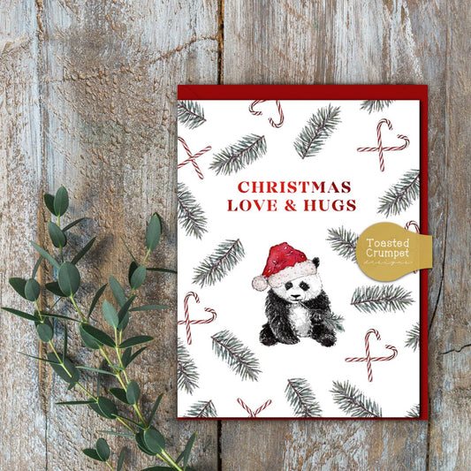 Love & Hugs at Christmas (Panda) Card (Cello-Free)