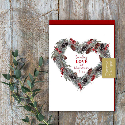 Sending Love at Christmas Time (Foliage Pure) Card (Cello-Free)