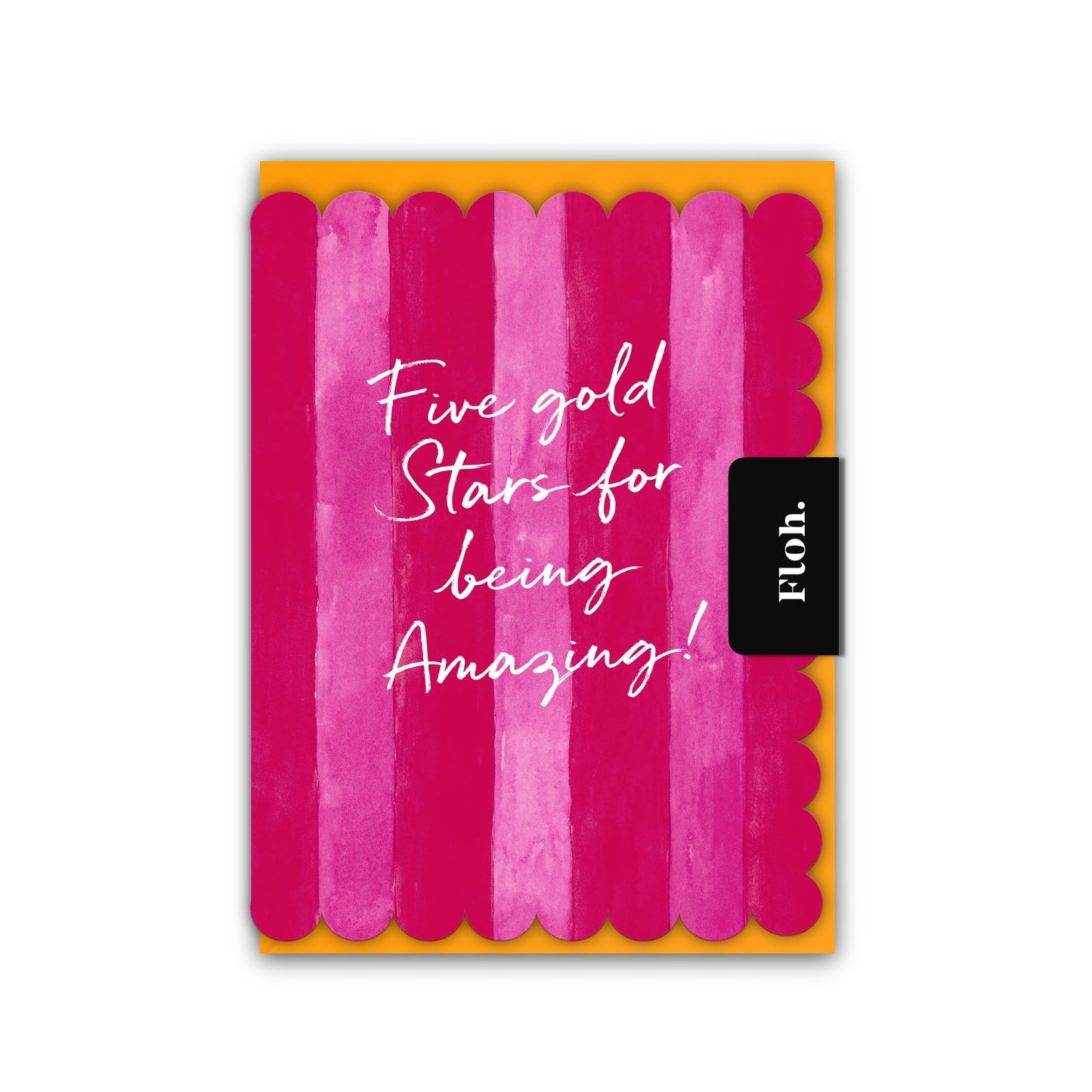 NEW! Five Gold Stars (Raspberry & Cherry Stripes) Card (Cello-Free) (available for dispatch from Jan 2026)