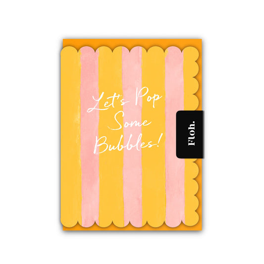 NEW! Lets Pop some Bubbles (Peach & Lemon Stripes) Card (Cello-Free)