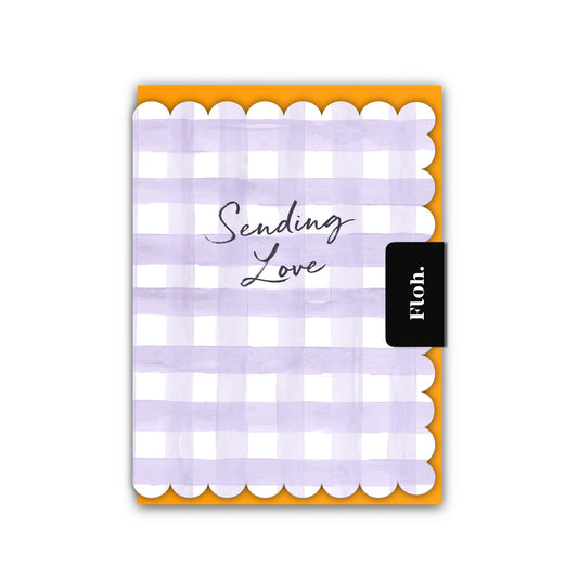 NEW! Sending Love (Lavender Gingham) Card (Cello-Free)