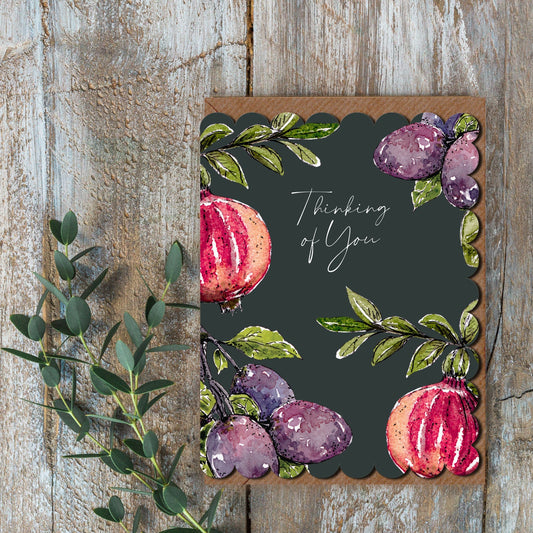 NEW! Thinking of You (Pomegranate & Plum Noir) Card (Cello-Free) (available for dispatch from Jan 2026)