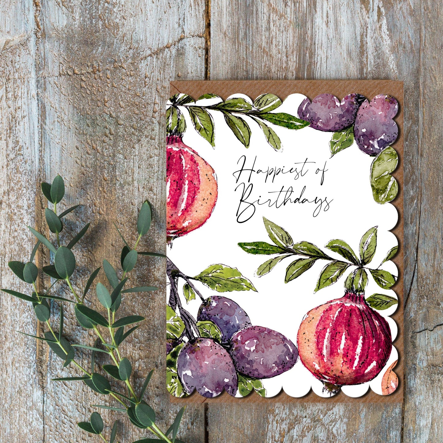 NEW! Happiest of Birthdays (Pomegranate & Plum Pure) Card (Cello-Free) (available for dispatch from Jan 2026)