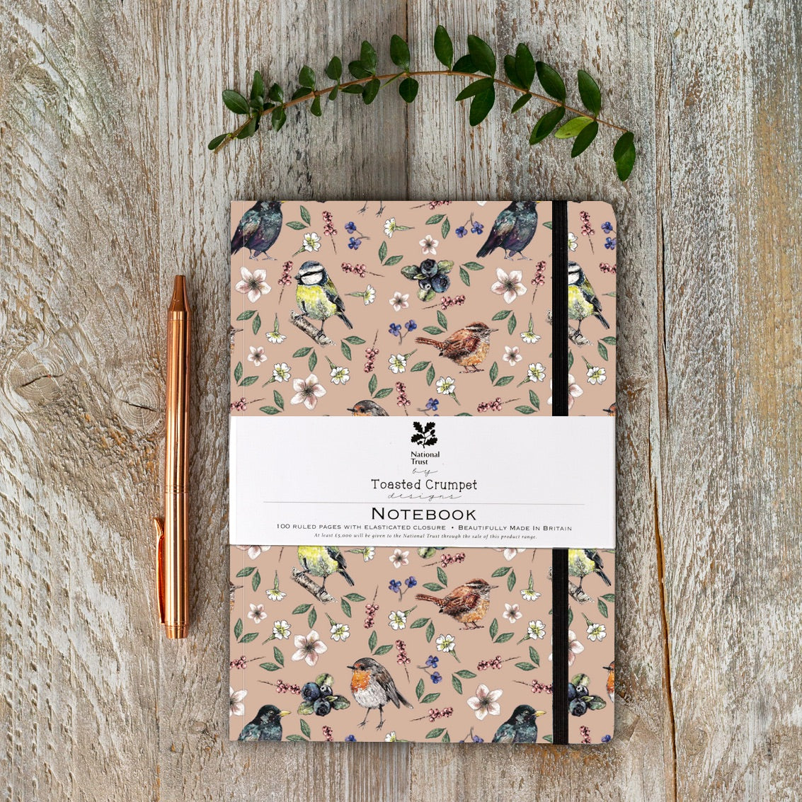 Garden Birds A5 (Pink Blush) Lined Notebook